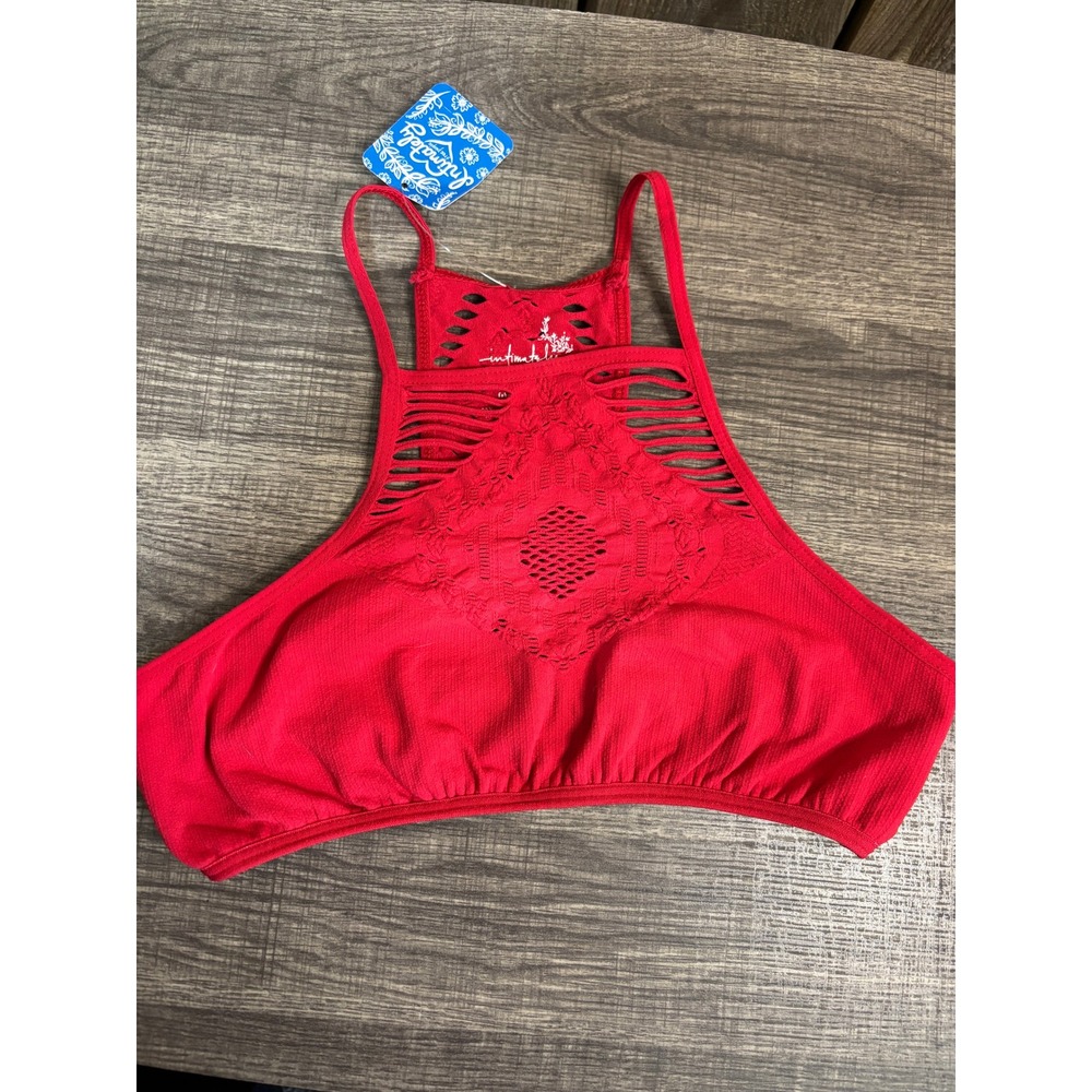 Intimately Free People‎ Red High Neck Laser Cut Bralette OB522633 XS/S NEW